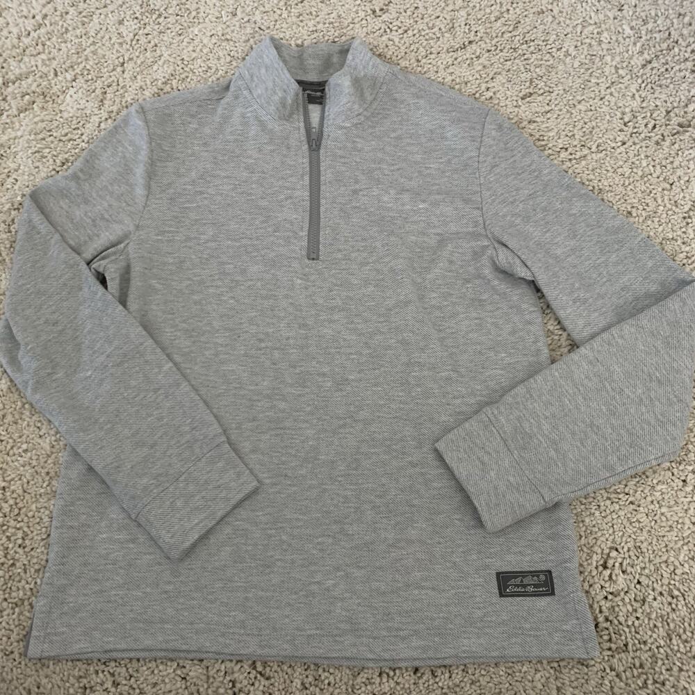 Eddie Bauer Lounge Mens Sz Medium 1/4 Zip Pullover SOFT Knit Gray
